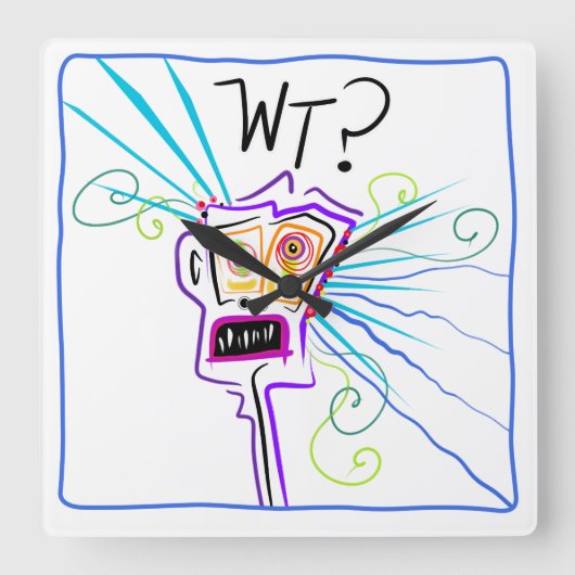 Was? WAS? EMOJI Meemogie Quadratische Wanduhr (Vorderseite)