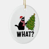 Was Weihnachtsbaum Funny Black Cat Keramik Ornament (Rechts)