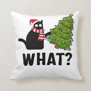 Was Weihnachtsbaum Funny Black Cat Kissen