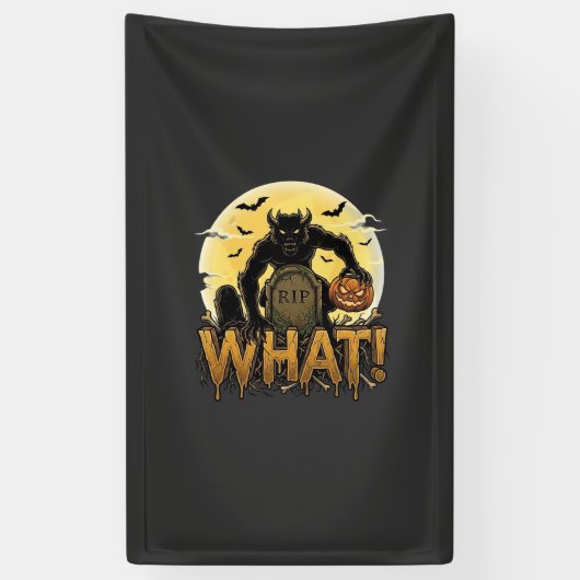 Was Werwolf-Kürbis-Grabstein Vollmond Banner (Vertikal)
