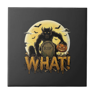 Was Werwolf-Kürbis-Grabstein Vollmond Fliese