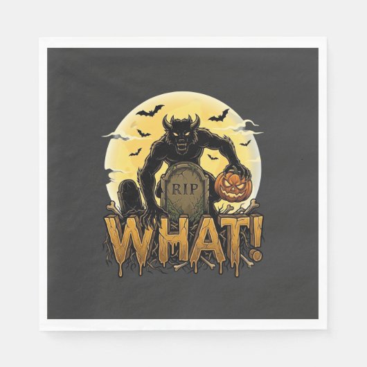 Was Werwolf-Kürbis-Grabstein Vollmond Serviette (Vorderseite)