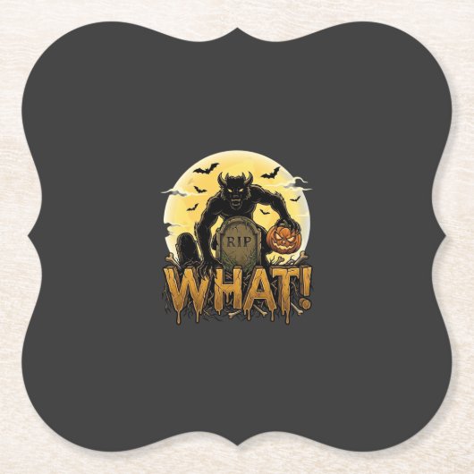 Was Werwolf-Kürbis-Grabstein Vollmond Untersetzer (Vorderseite)