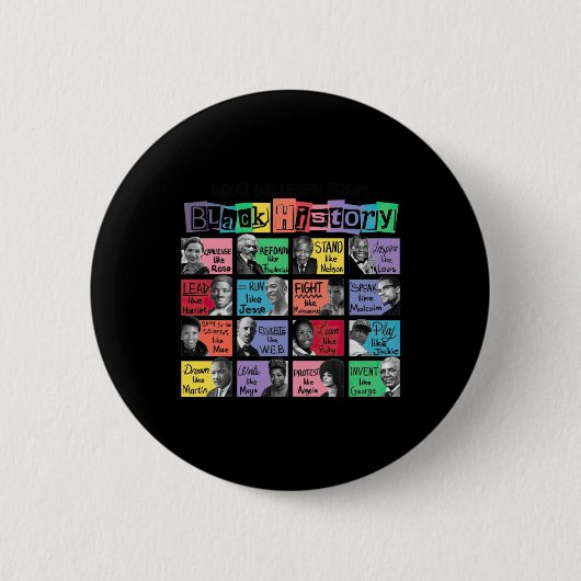 Was wir aus dem Schwarzen Geschichtsaufkleber lern Button (Vorderseite)