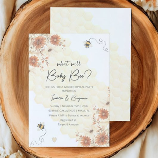 Was wird Baby Bee Boho Wildblume Gender Reveal? Einladung