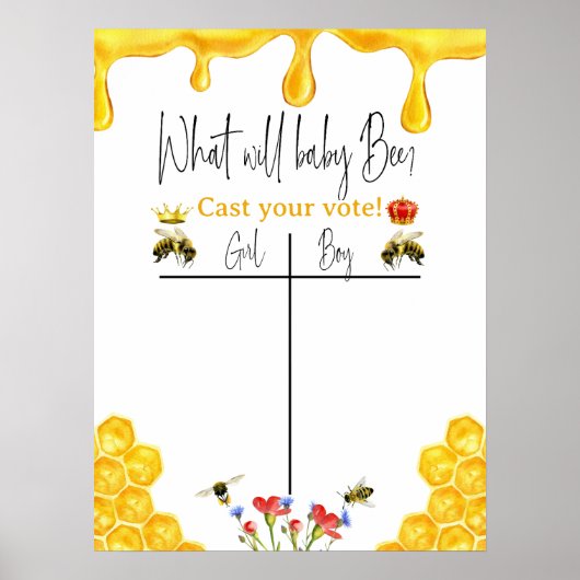 Was wird Baby Bee Boy Girl Yellow Gender offenbare Poster (Vorne)