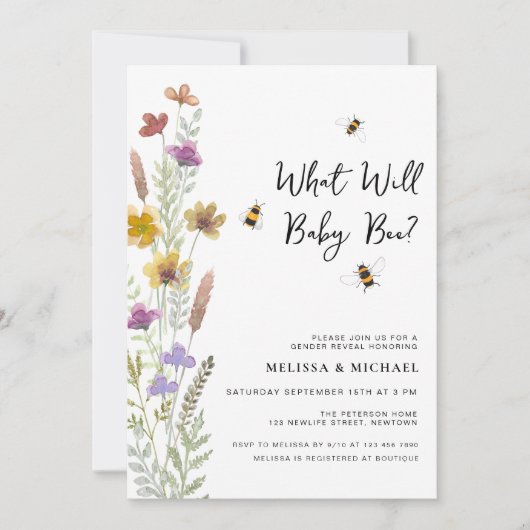 Was wird Baby Bee Gender Reveal? Einladung (Vorderseite)
