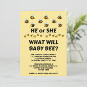 Was Wird Baby Bee Geschlecht Enthüllen Einladung (Stehend Vorderseite)