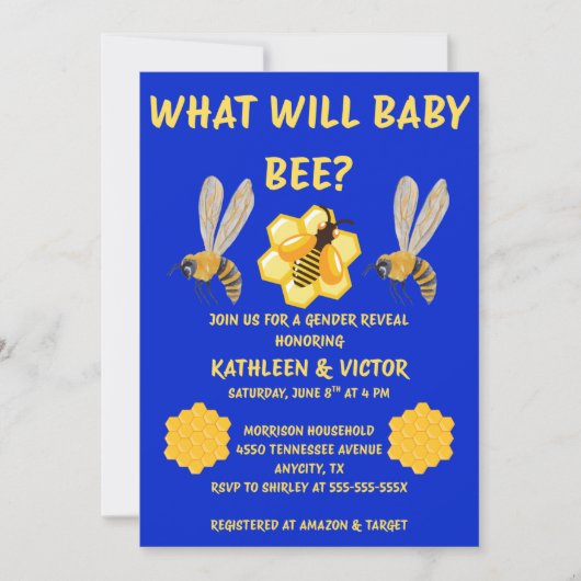 Was Wird Baby Bee Geschlecht Enthüllen Einladung (Vorderseite)