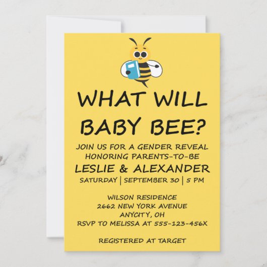 Was Wird Baby Bee Geschlecht Enthüllen Einladung (Vorderseite)