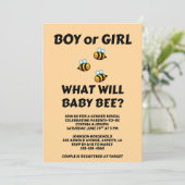 Was wird Baby Bee Geschlecht Enthüllung Einladung (Stehend Vorderseite)