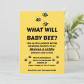 Was wird Baby Bee Geschlecht Enthüllung Einladung (Stehend Vorderseite)