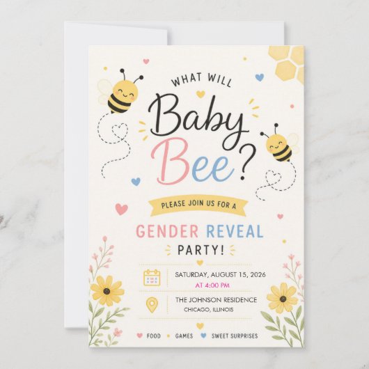 Was Wird Baby Bee Geschlecht Enthüllungsfeier Einl Einladung (Vorderseite)