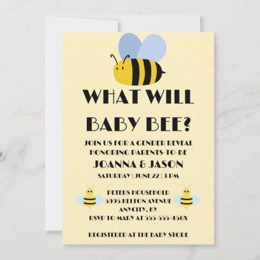 Was Wird Baby Bee Geschlecht Reveal Einladung (Vorderseite)