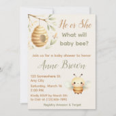 Was wird Baby Bee Honey Bee Geschlechter-Enthüllun Einladung (Vorderseite)