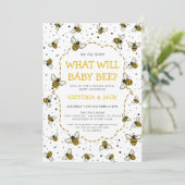 Was wird Baby Bee, Niedliches Bienenmuster zeigen? Einladung (Stehend Vorderseite)