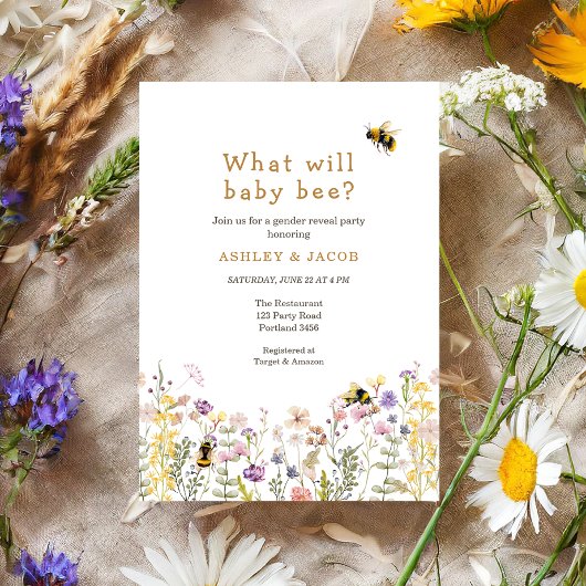Was wird Baby Bee Wildblume Gender Reveal Einladung