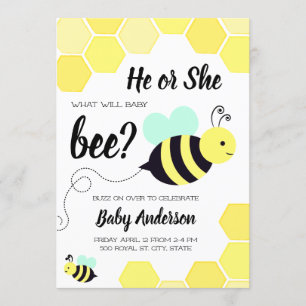 Was wird Baby Bee Yellow and Mint Gender Reveal? Einladung