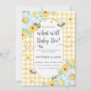 Was wird Baby Bee Yellow Gingham Gender offenbaren Einladung
