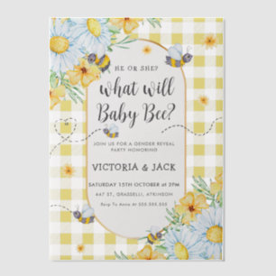 Was wird Baby Bee Yellow Gingham Gender offenbaren Pergament Einladungen