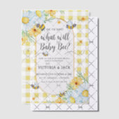 Was wird Baby Bee Yellow Gingham Gender offenbaren Pergament Einladungen (Versetzt (Einladung))