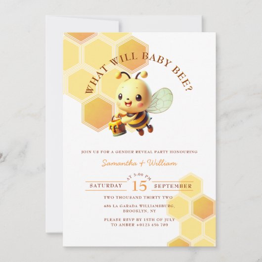 Was wird Baby Honey Bee Gender offenbaren? Einladung (Vorderseite)