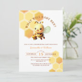 Was wird Baby Honey Bee Gender offenbaren? Einladung (Stehend Vorderseite)