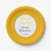 Was wird Babydusche Party | Thema Biene Pappteller (Vorderseite)