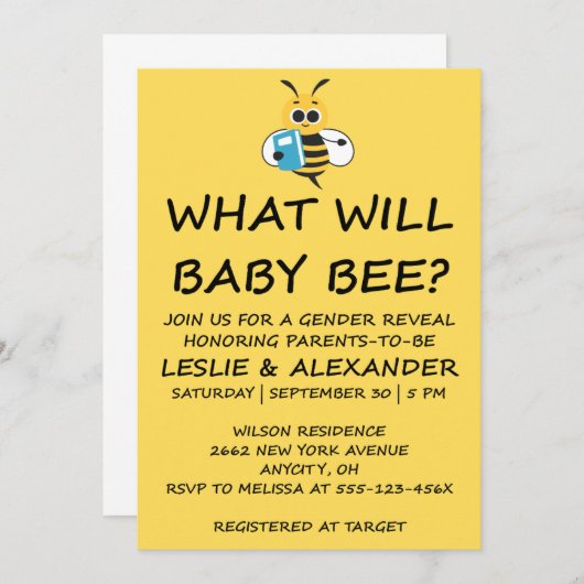 Was wird das Baby Bee Geschlecht zeigen Party Einladung (Vorne/Hinten)