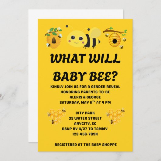 Was wird das Baby Bee Geschlecht zeigen Party Einladung (Vorne/Hinten)