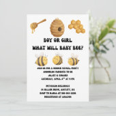 Was wird das Baby Bee Geschlecht zeigen Party Einladung (Stehend Vorderseite)