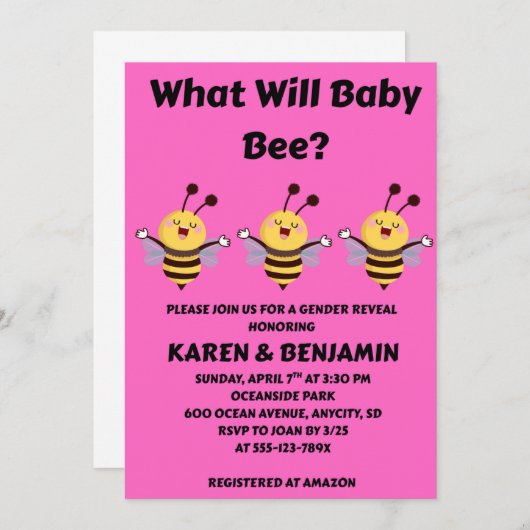 Was wird das Baby Bee Geschlecht zeigen Party Einladung (Vorne/Hinten)
