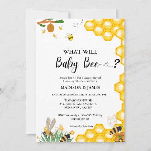 Was wird das Bienengeschlecht der Säuglinge offenb Einladung (Vorderseite)