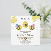 Was wird das Bienengeschlecht zeigen, dass Babydus Einladung (Stehend Vorderseite)