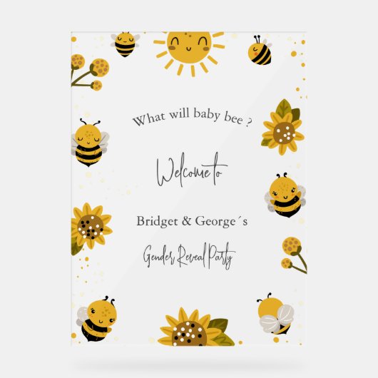 Was wird das Bienengeschlecht zeigen Party mattier Acrylschild (Vorderseite)