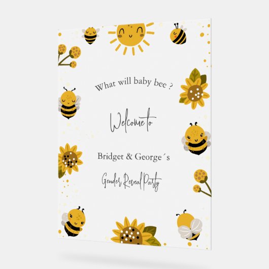 Was wird das Bienengeschlecht zeigen Party mattier Acrylschild (Winkel)