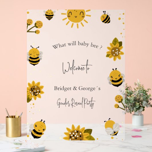 Was wird das Bienengeschlecht zeigen Party mattier Acrylschild (Hochzeit)