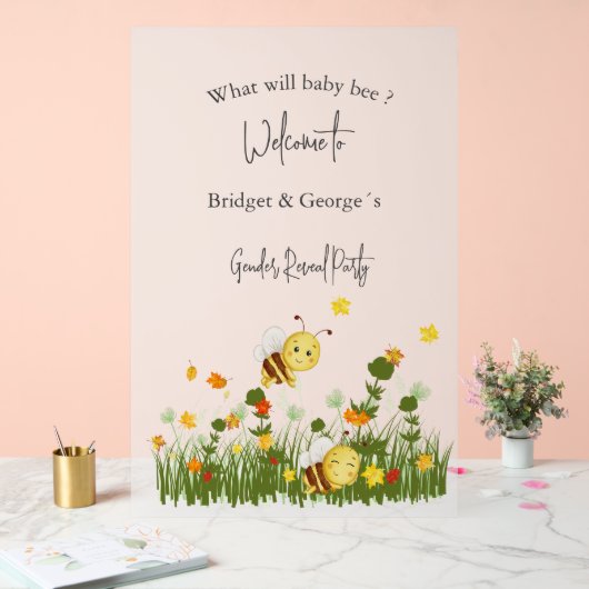 Was wird das Bienengeschlecht zeigen Party mattier Acrylschild (Hochzeit)