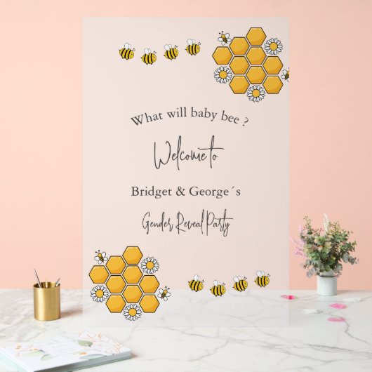 Was wird das Bienengeschlecht zeigen Party mattier Acrylschild (Hochzeit)