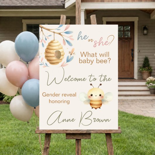 Was wird das Geschlecht von Baby Bee sein Willkomm Poster