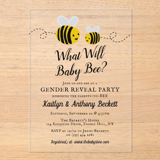 Was wird das Party der Geschlechtszugehörigkeit fü Acryleinladungen (Vorderseite)