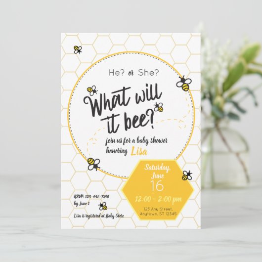 Was wird das sein? Bericht über das Geschlecht der Einladung (Stehend Vorderseite)