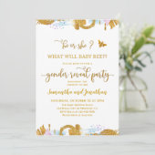 Was wird das Thema Gender Reveal sein? Einladung (Stehend Vorderseite)