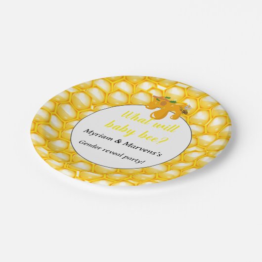 Was wird die Biene Geschlecht zeigen Party Pappteller (Schrägansicht)