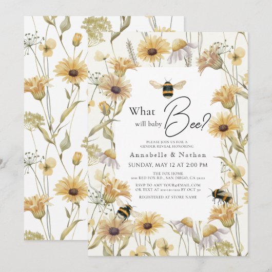 Was wird die Chamomile-Genderoffenbarung sein? Einladung (Vorne/Hinten)