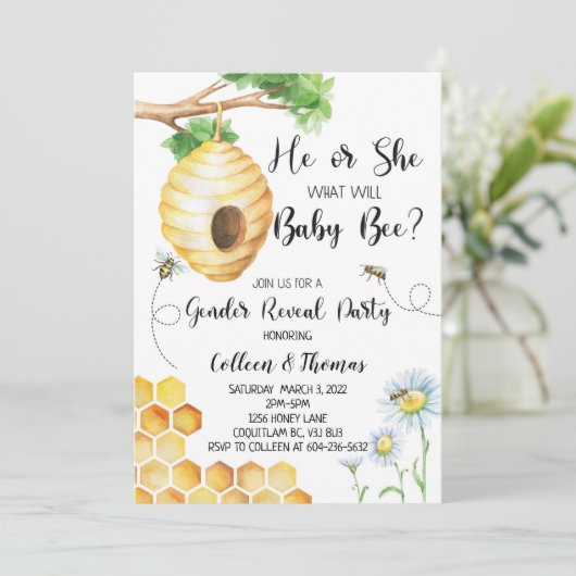 Was wird die Einladung von Baby-Bee-Geschlecht off (Stehend Vorderseite)