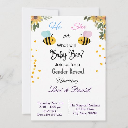 Was wird die Gender-Offenlegung sein? Einladung (Vorderseite)