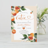 Was wird die kleine Süsse der Orange Gender Reveal Einladung (Stehend Vorderseite)