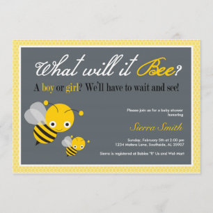 Was wird es Biene? Babypartyeinladung Einladung