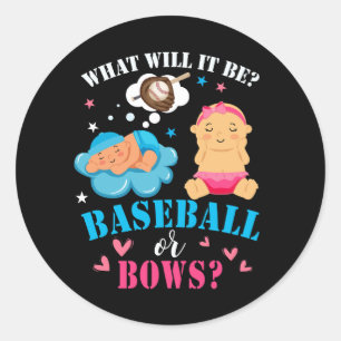 Was wird es Niedlich Baseball oder Bows Gender Rev Runder Aufkleber